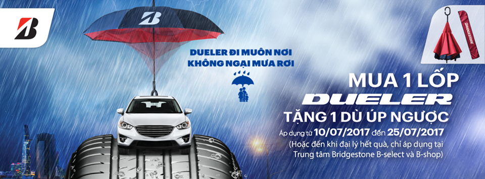 Khuyến mãi mua lốp Bridgestone tặng quà tháng 7